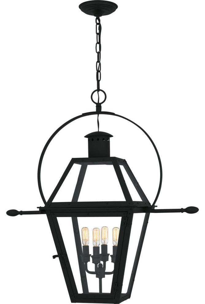 Rue De Royal Four Light Outdoor Hanging Lantern in Earth Black