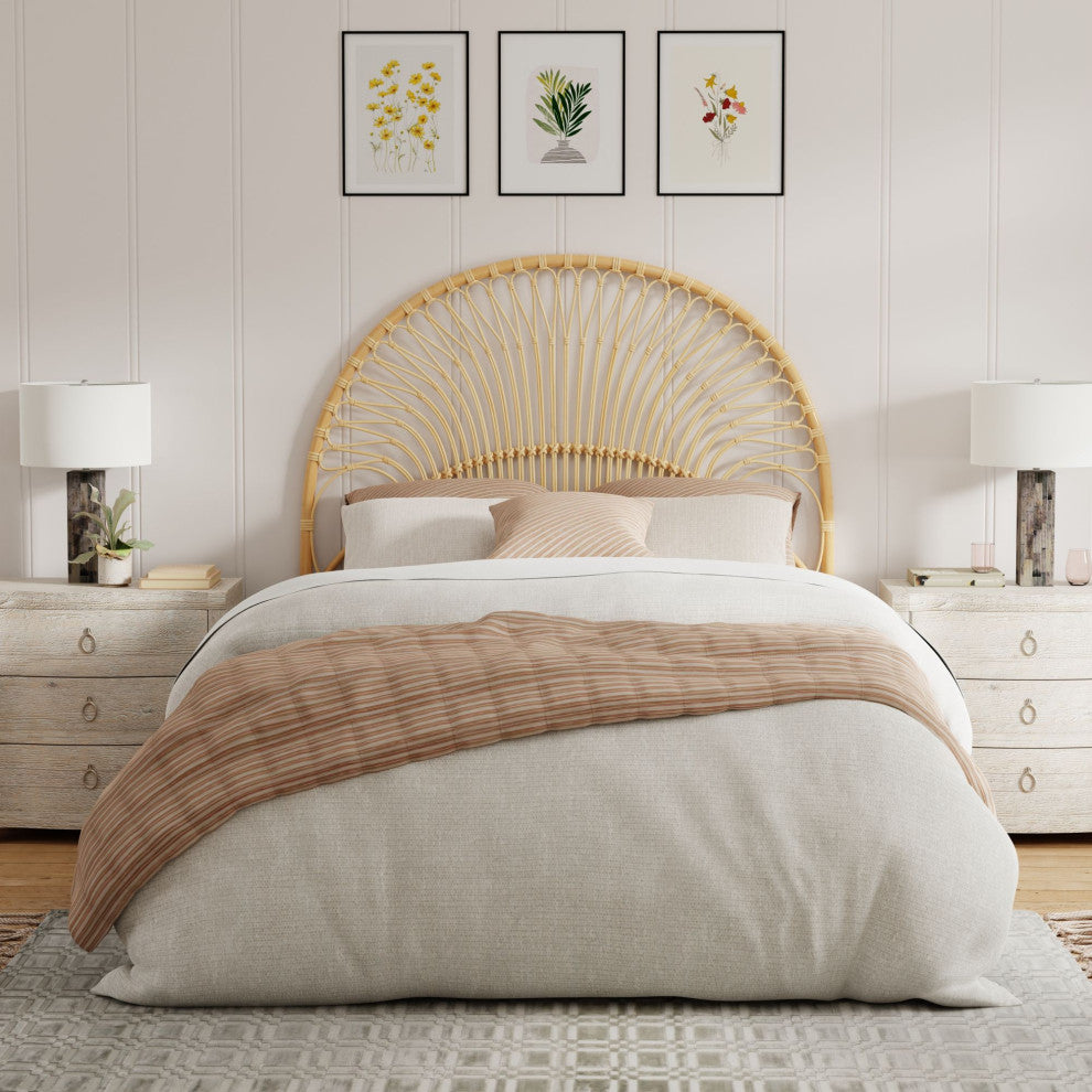 Rattan Loop Headboard, Natural-Brown, Full