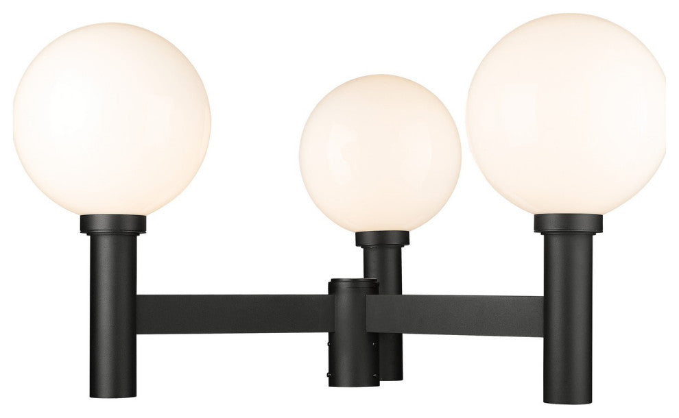 Zlite 597BP3-BK 3-Light Outdoor Post Mount Fixture, Opal