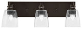 Edge 3-Light Bath Bar, Espresso Finish, 4.5" Square Clear Bubble Glass