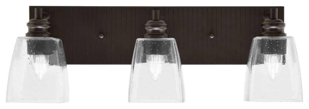 Edge 3-Light Bath Bar, Espresso Finish, 4.5" Square Clear Bubble Glass