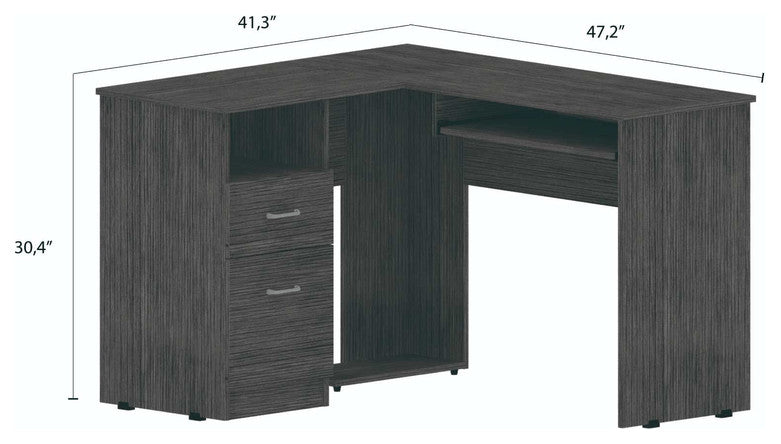 Thorpe Gray Oak L Shaped Computer Desk