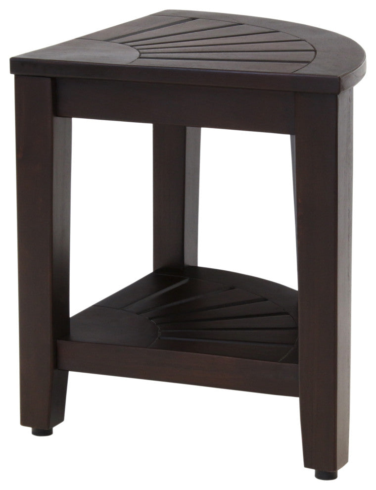 15.5" Kai™ Mocha-Shield Corner Teak Shower Bench with Shelf