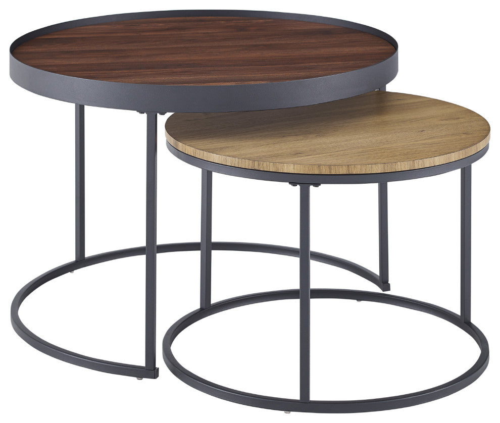 Pamela 30" Two-Tone Nesting Coffee Tables - Dark Walnut/English Oak