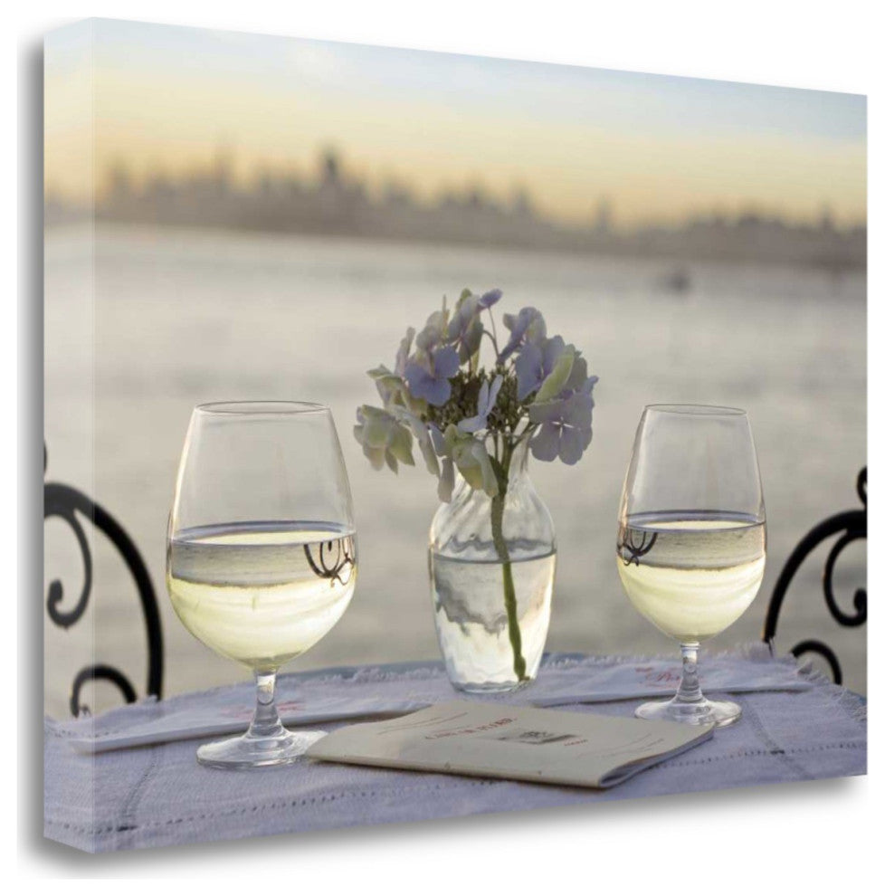 Up Close Water Glasses For Two City 3 Giclee Wrap Canvas Wall Art