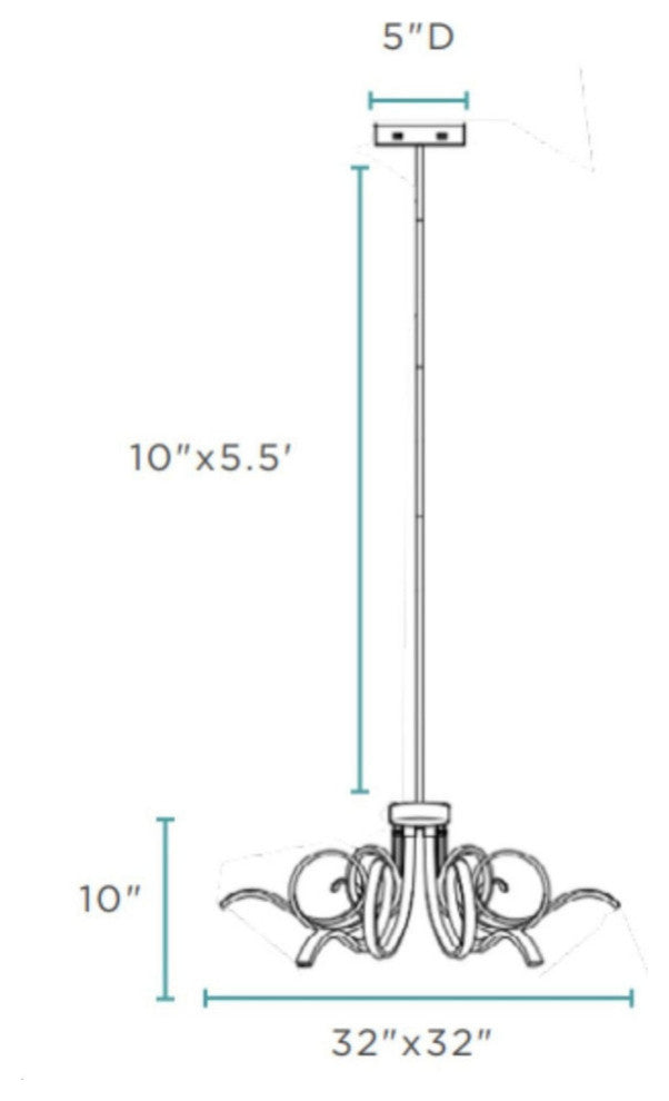 Magnolia Dimmable Integrated LED Chandelier, Sandy Gold, Smart Dimmer Inluded