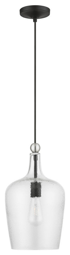 Avery 1 Light Black With Brushed Nickel Accent Single Pendant