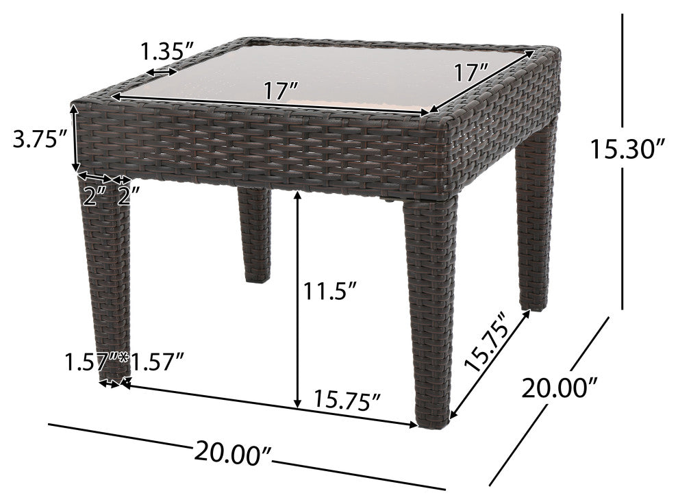 GDF Studio Jermaine Outdoor Brown Wicker Accent Table