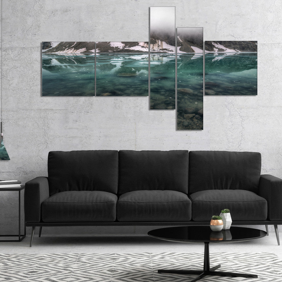Beautiful Turquoise Mountain Lake, Landscape Canvas Art, 60"x32", 5 panels