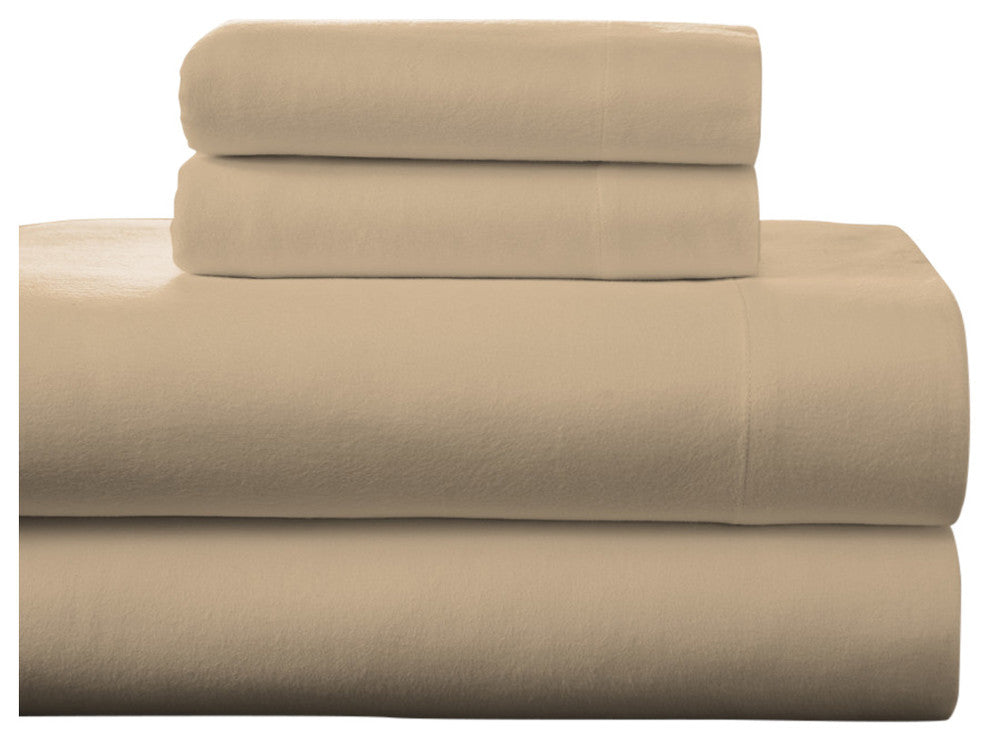 Pointehaven 175 GSM Cotton Flannel Sheet Set, Marzipan, King