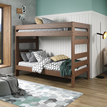 Jericho Mahogany Brown Twin XL Wooden Bunk Beds, Mahogany, Twin Over Twin