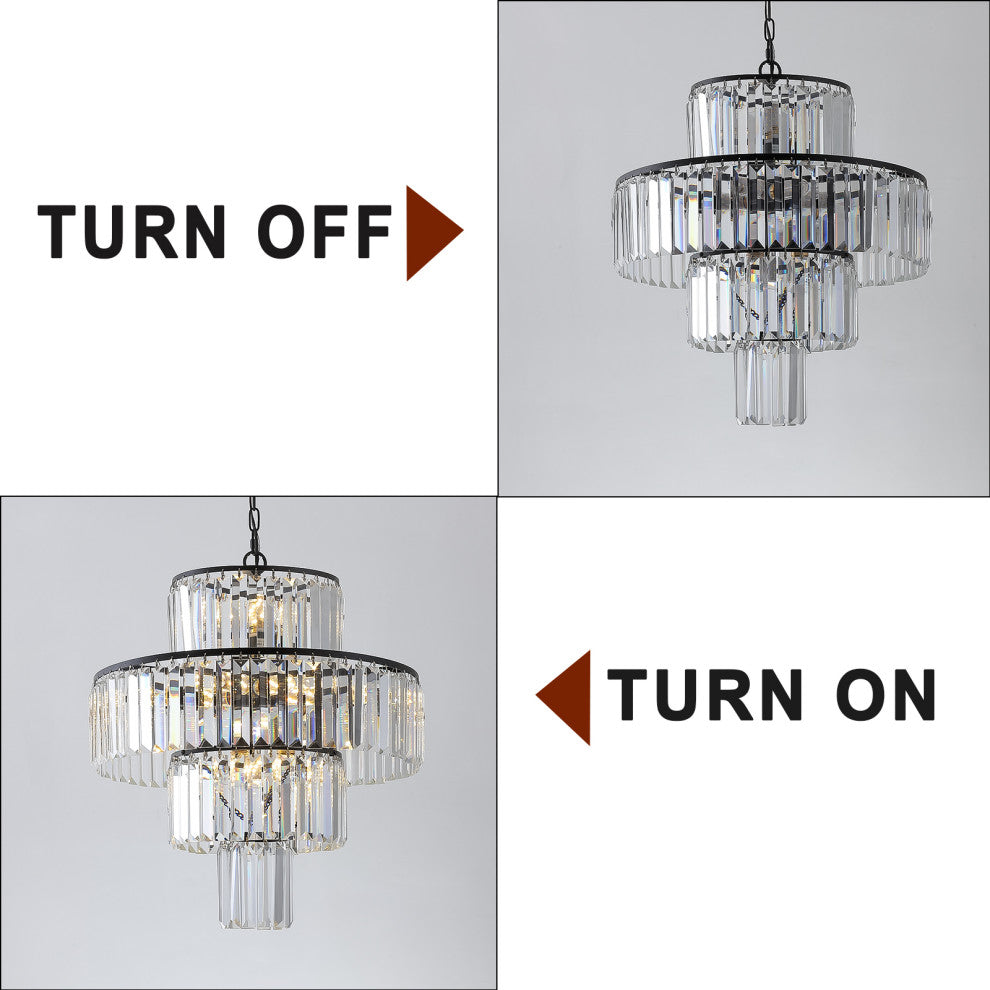 12 Light Black Luxury Crystal Chandelier