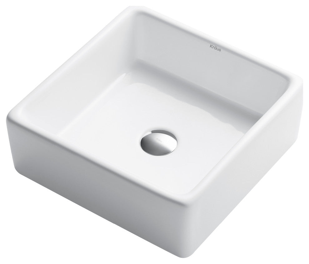Elavo Ceramic Square Vessel White Sink