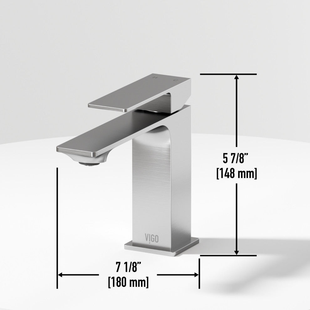 VIGO Dunn 6" H Single Handle Single Hole Bathroom Faucet, Brushed Nickel, Without Extras