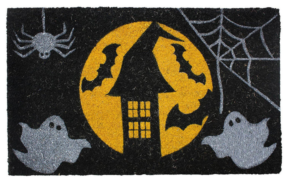 Halloween Fun Moon Vinyl Back Coir Doormat 18"x30"