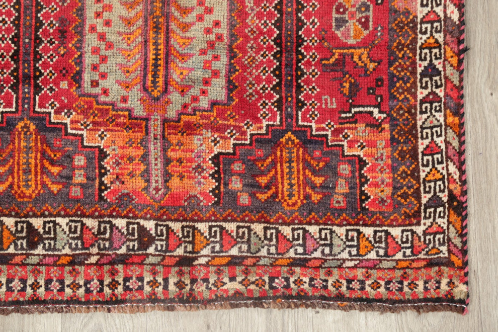 Consigned, Vintage Oriental Hand-Knotted Traditional Persian Area Rug, Red, 4x7