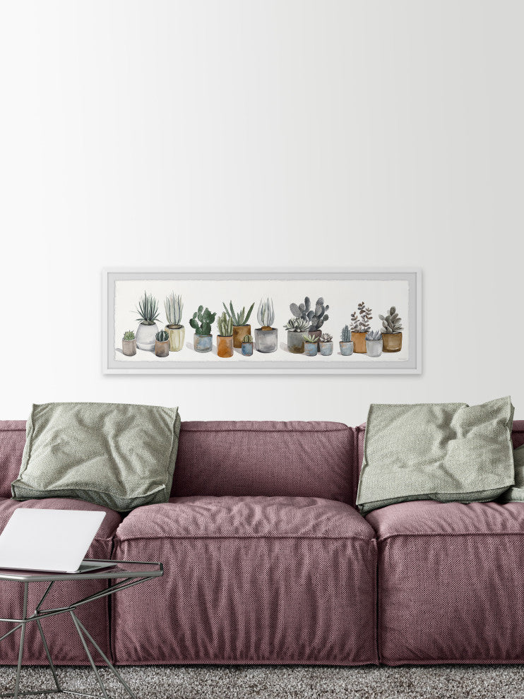 "Cactus and Succulent Array" Framed Painting Print, 30x10