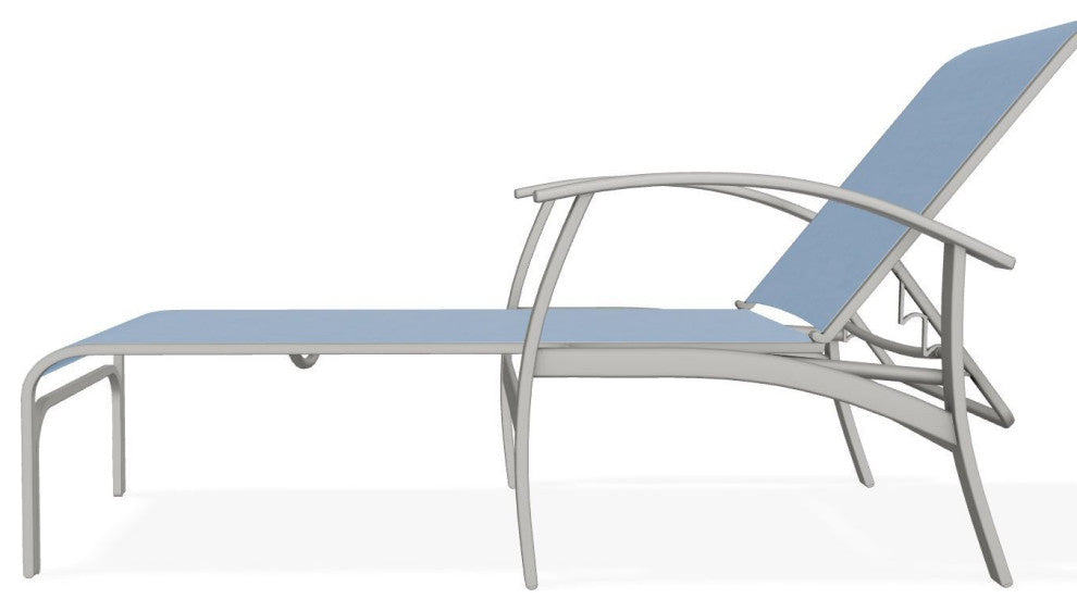 Belle Isle Sling 4-Position Outdoor Chaise Lounge, Sky/Snow