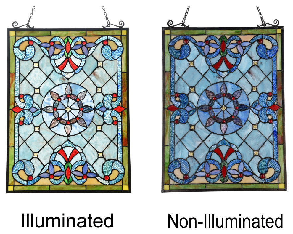 CHLOE Lighting Anelisa Tiffany Victorian Design Window Panel 18"x25"
