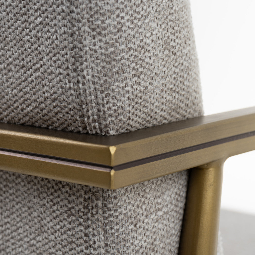 Modrest Burnham Modern Light Grey and Brass Arm Dining Chair