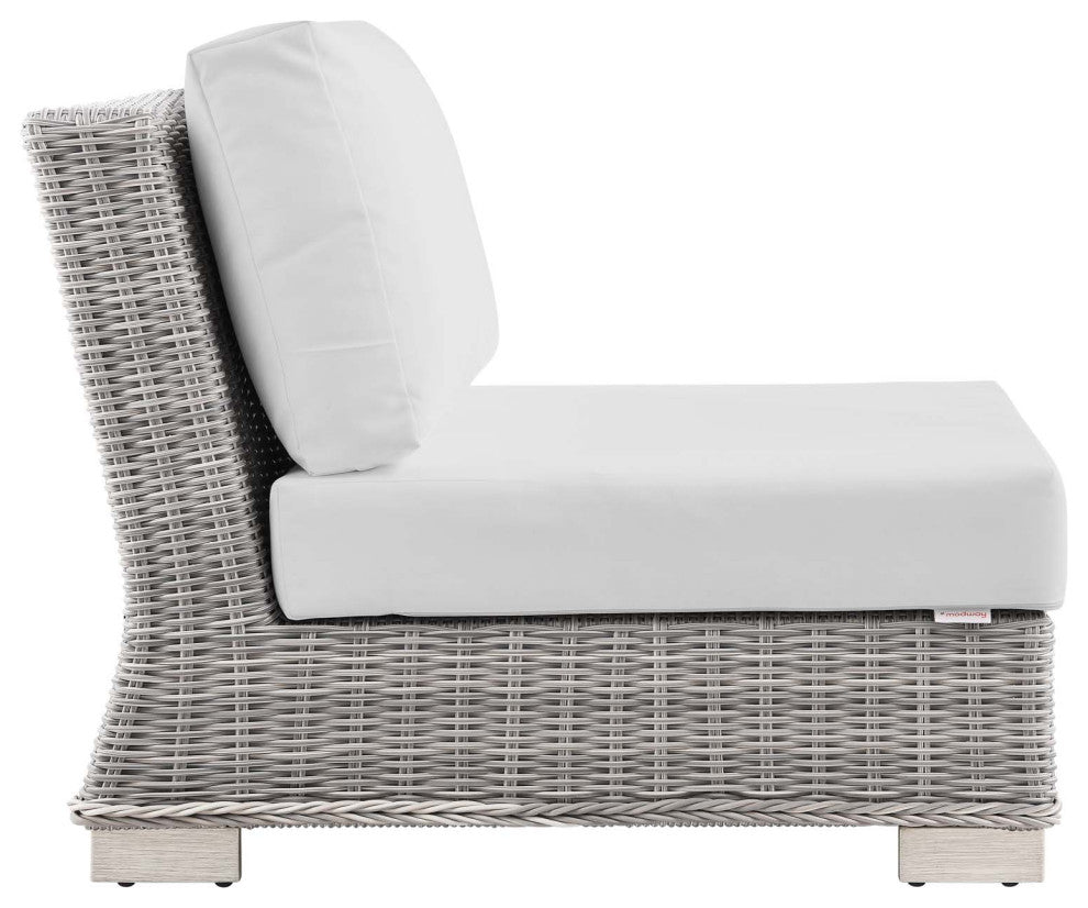 Outdoor Patio Wicker Rattan 7-Piece Sectional Sofa Furniture Set Gray White