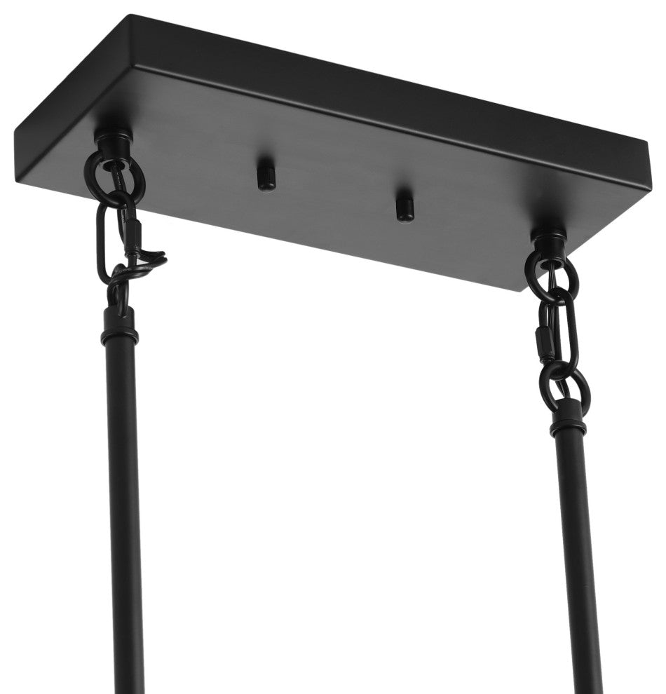 Rustic Farmhouse Matte Black 8-Light Kitchen Island Chandelier
