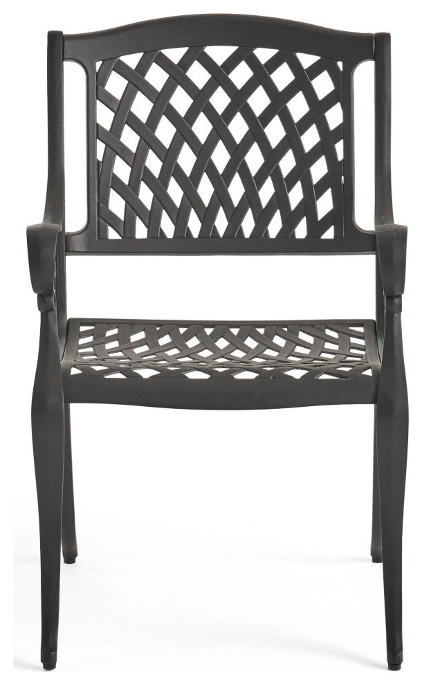 GDF Studio 6-Piece Chris Outdoor Aluminum Dining Set With Gray Table and Bench