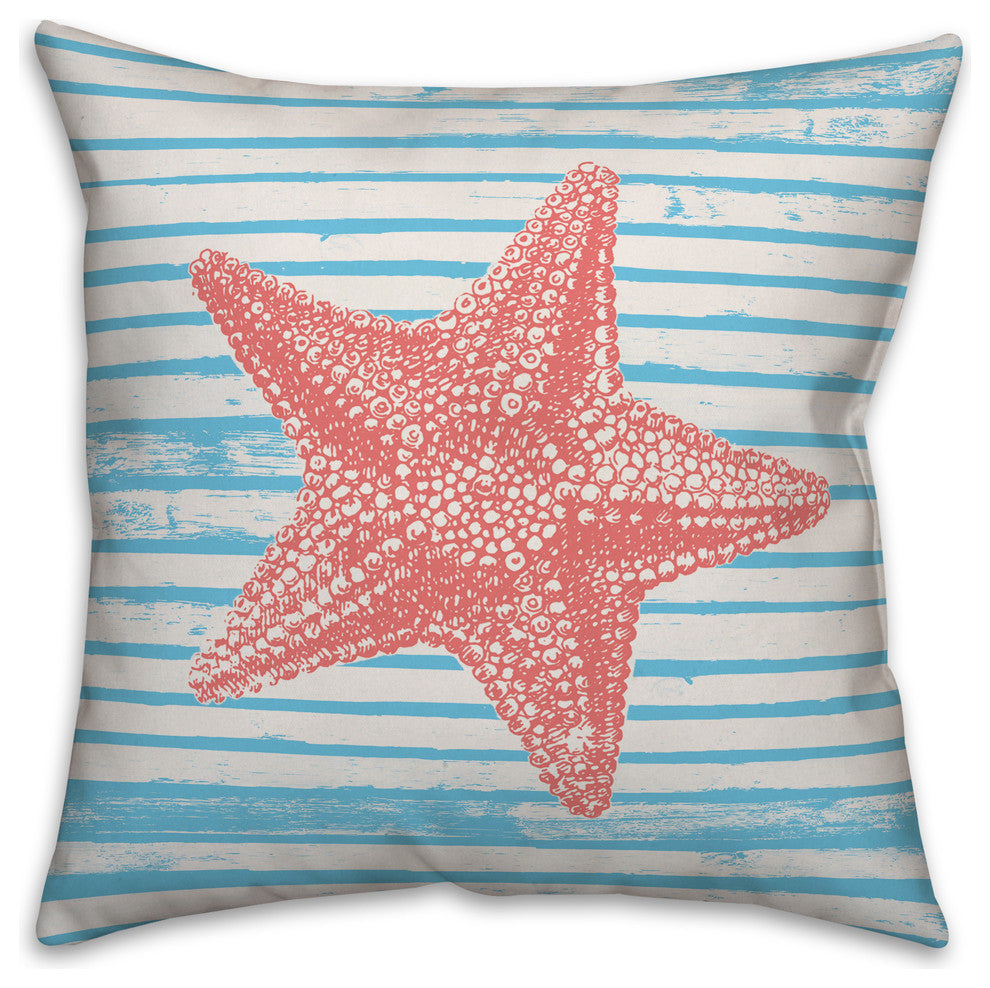 Starfish Stripe 16x16 Throw Pillow