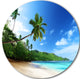 Sunset Beach With Palm, Landscape Photography Disc Metal Wall Art, 23"