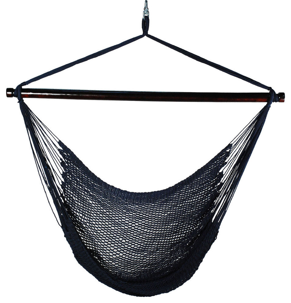 Hanging Caribbean Rope Chair, Navy Blue