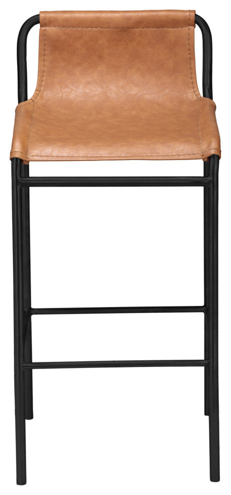 Dax Black Faux Leather Counter Stool, Cognac
