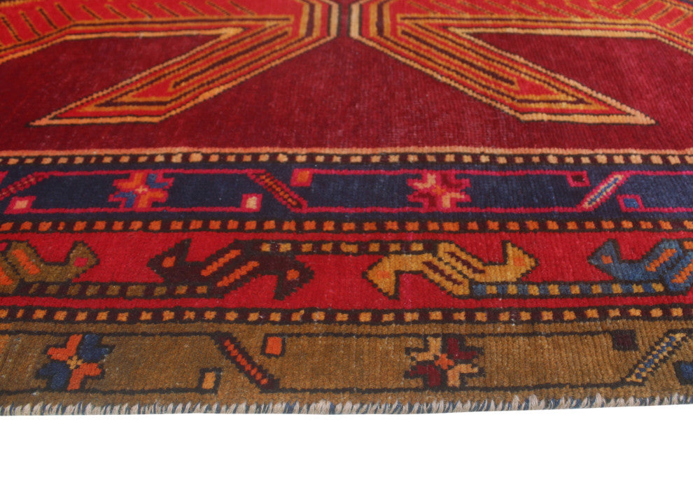 Fine Vintage Distressed Payam Burgundy/Navy Runner, 4'0x10'0