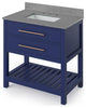 Wavecrest Contemporary Hale Blue 36" Vanity, Steel Grey Cultured Marble Vanity T