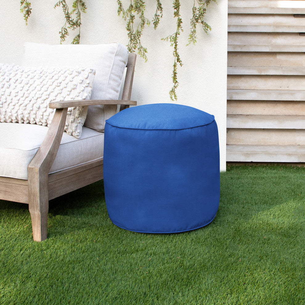 Mozaic Home Canvas Indoor/Outdoor Round Bean Pouf, Canvas True Blue, 20"x20"x18"