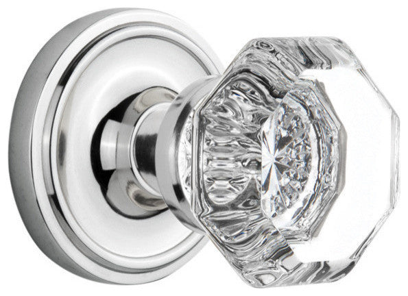 Single Classic Rosette With Waldorf Knob, Antique Pewter, Bright Chrome, Double