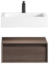 Alysa 24" Floating Bath Vanity, Acrylic Sink/Single Faucet Hole, Red Oak