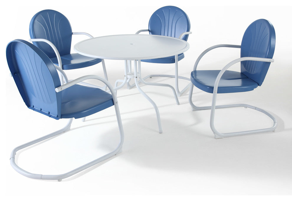 Griffith Metal 40" 5-Piece Outdoor Dining Set, Blue