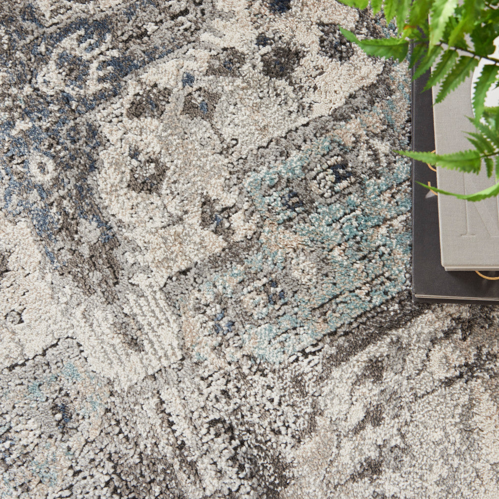 Nourison American Manor French Country Bordered Grey 5' x 7' Area Rug