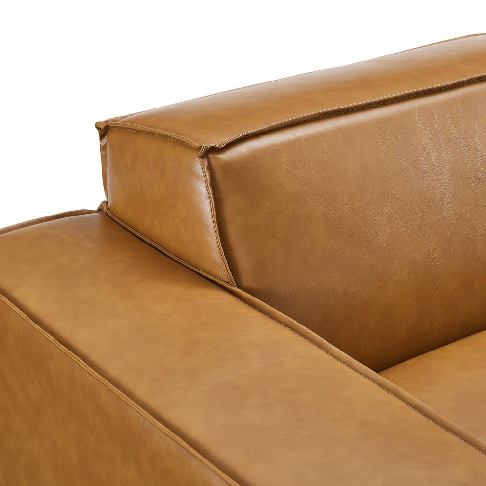Restore Left-Arm Vegan Leather Sectional Sofa Chair Tan