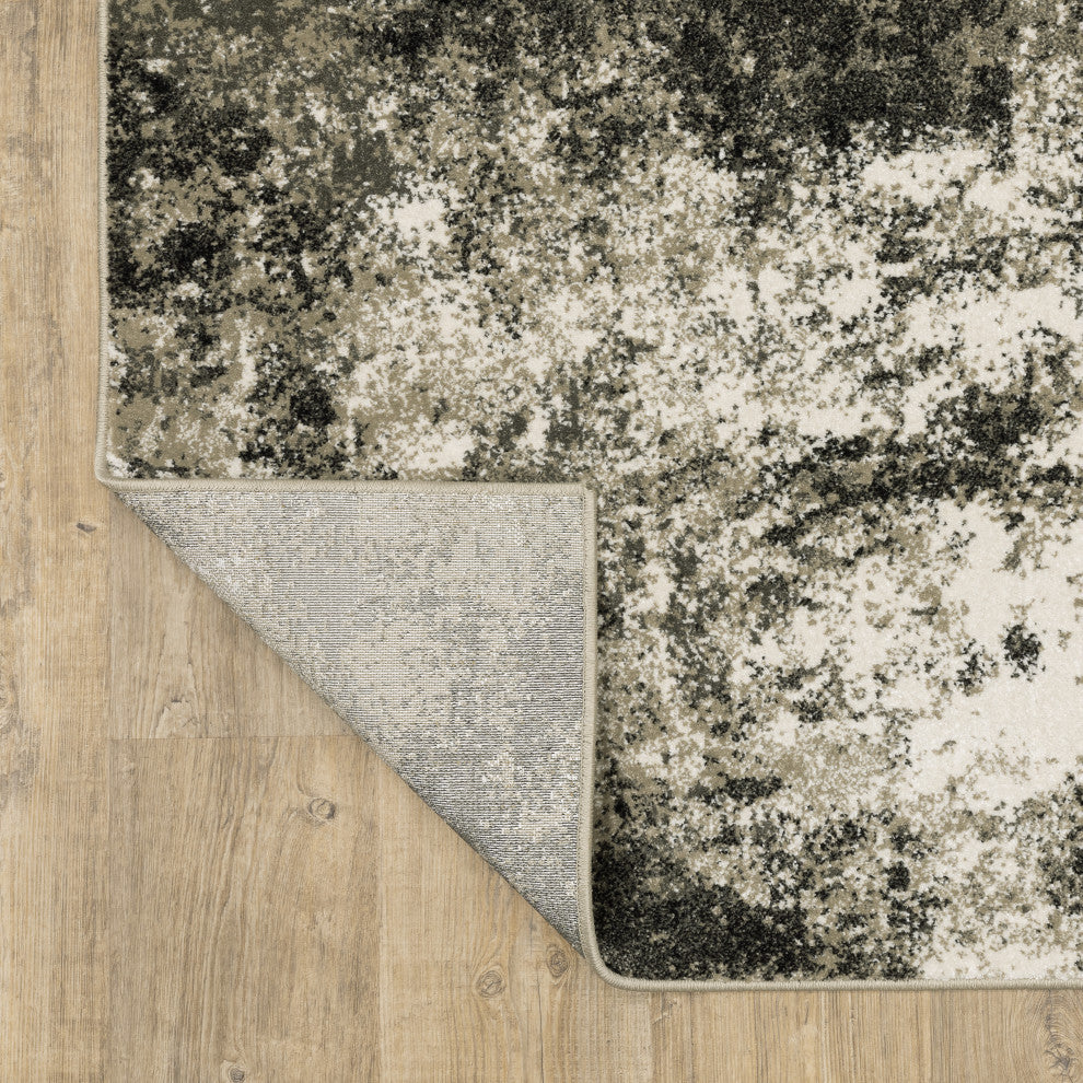Vander Casual Abstract Power-Loomed Area Rug, Charcoal/Beige, 2'3"x7'6"