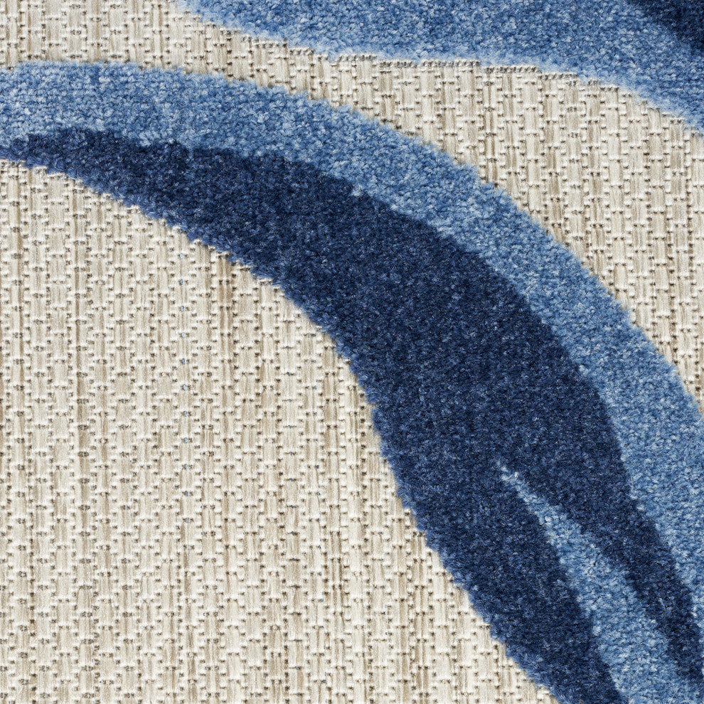 Nourison Aloha 7'10" Round Blue Grey Contemporary Area Rug