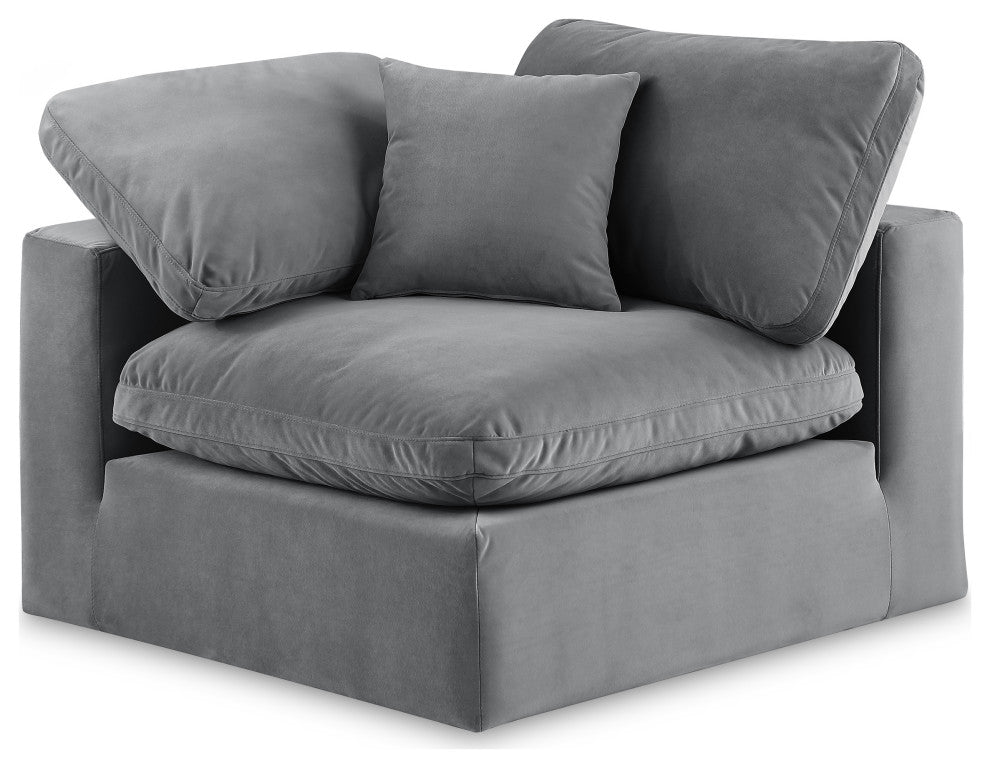 Comfy Beige Linen Textured Fabric Modular Chair, Grey, Velvet, Corner Chair