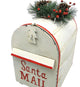 Standing "Santa's Mail" Christmas Mailbox With Light-Up Wreath, Antique White