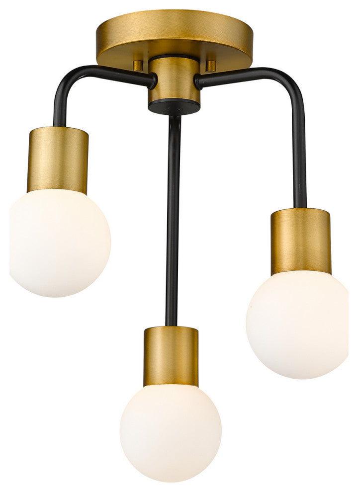 Zlite 621-3SF-MB-FB 3-Light Semi Flush Mount, Opal