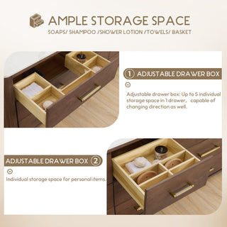 Porto Bath Vanity with White Quartz Stone Top, Dark Brown Oak, 84", No Mirror