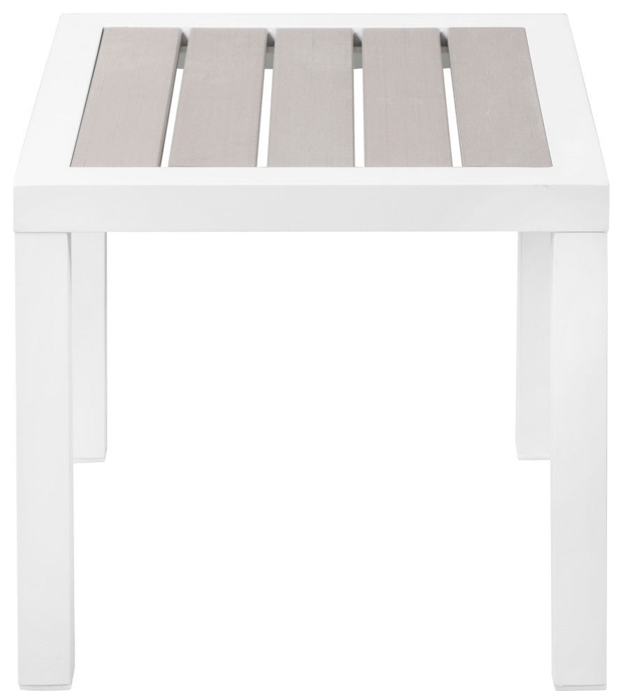 Nizuc Outdoor Patio Aluminum End Table, Light Gray