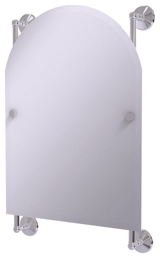 Monte Carlo Arched Top Frameless Rail Mounted Mirror, Polished Chrome