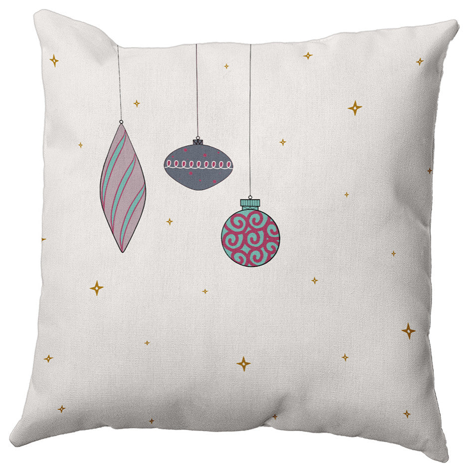 Steel Colored Light Bright Christmas Polyester Throw Pillow, 18"x18"