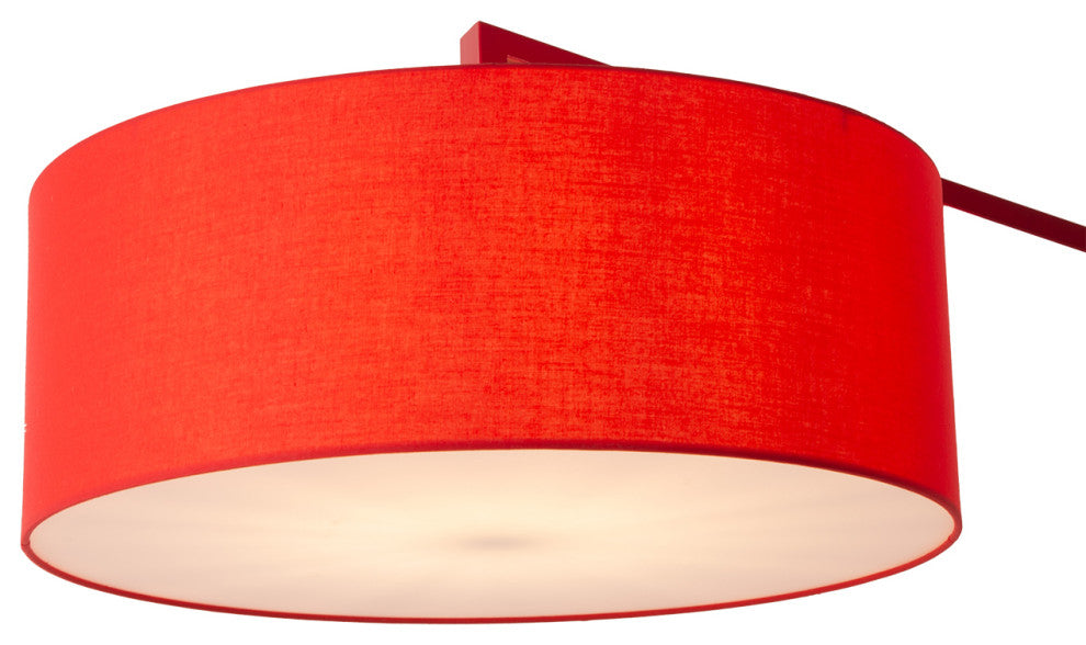 Stretch Arc Floor Lamp - 87", Red Finish, Step Switch, Rectangular Marble Base