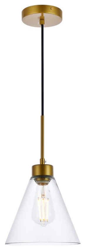 Elegant Lighting LD2501 Mera 8"W Mini Pendant - Brass